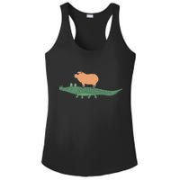Funny Capybara Riding On A Crocodile Ladies PosiCharge Competitor Racerback Tank
