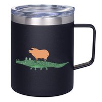 Funny Capybara Riding On A Crocodile 12oz Stainless Steel Coffee Mug