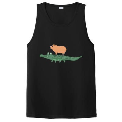 Funny Capybara Riding On A Crocodile PosiCharge Competitor Tank