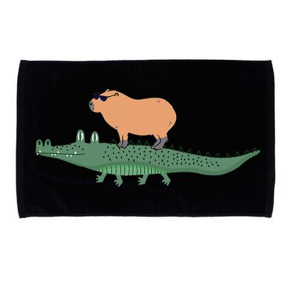 Funny Capybara Riding On A Crocodile Microfiber Hand Towel
