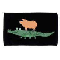Funny Capybara Riding On A Crocodile Microfiber Hand Towel