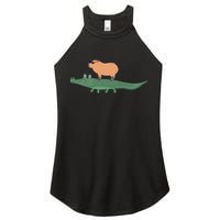 Funny Capybara Riding On A Crocodile Women's Perfect Tri Rocker Tank