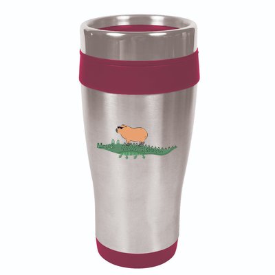 Funny Capybara Riding On A Crocodile 16oz Travel Tumbler