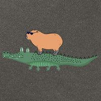 Funny Capybara Riding On A Crocodile Cotton Canvas Backpack