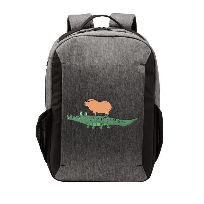 Funny Capybara Riding On A Crocodile Vector Backpack