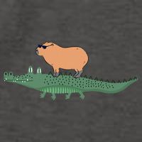 Funny Capybara Riding On A Crocodile Vector Backpack