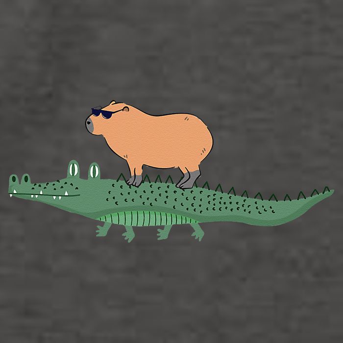 Funny Capybara Riding On A Crocodile Vector Backpack