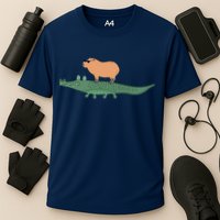 Funny Capybara Riding On A Crocodile Performance Shirt