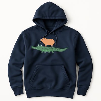 Funny Capybara Riding On A Crocodile Hoodie
