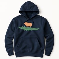 Funny Capybara Riding On A Crocodile Hoodie