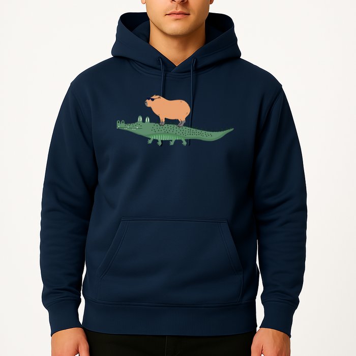 Funny Capybara Riding On A Crocodile Hoodie