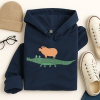 Funny Capybara Riding On A Crocodile Hoodie