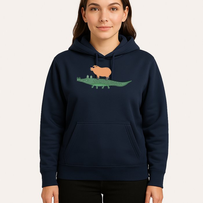 Funny Capybara Riding On A Crocodile Hoodie