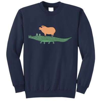 Funny Capybara Riding On A Crocodile Sweatshirt
