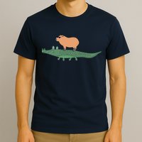 Funny Capybara Riding On A Crocodile T-Shirt