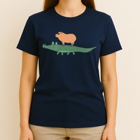 Funny Capybara Riding On A Crocodile T-Shirt