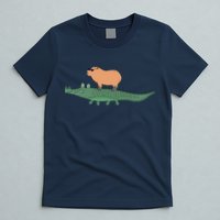 Funny Capybara Riding On A Crocodile T-Shirt