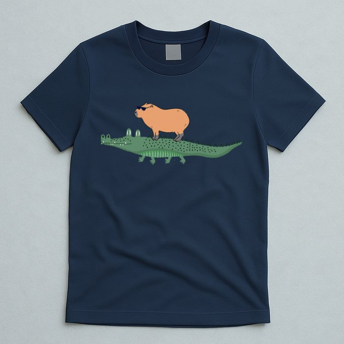 Funny Capybara Riding On A Crocodile T-Shirt