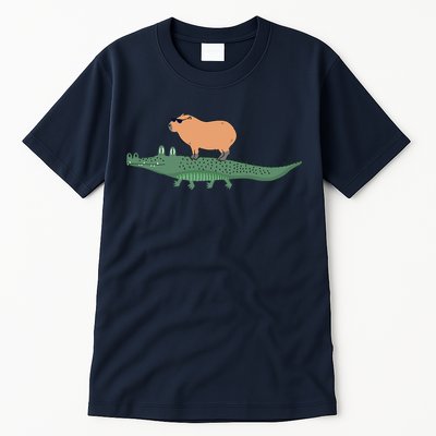 Funny Capybara Riding On A Crocodile Tall T-Shirt