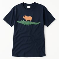 Funny Capybara Riding On A Crocodile Tall T-Shirt