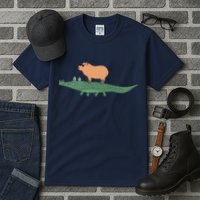 Funny Capybara Riding On A Crocodile Tall T-Shirt