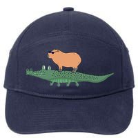 Funny Capybara Riding On A Crocodile 7-Panel Snapback Hat