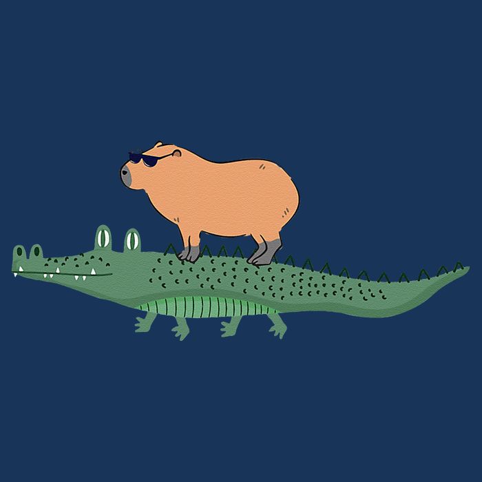 Funny Capybara Riding On A Crocodile Bucket Hat