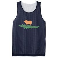 Funny Capybara Riding On A Crocodile Mesh Reversible Basketball Jersey Tank