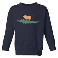 Funny Capybara Riding On A Crocodile Toddler Sweatshirt