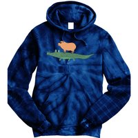 Funny Capybara Riding On A Crocodile Tie Dye Hoodie