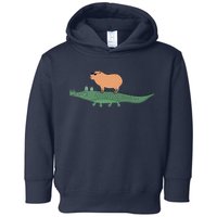 Funny Capybara Riding On A Crocodile Toddler Hoodie