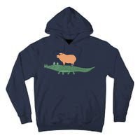 Funny Capybara Riding On A Crocodile Tall Hoodie