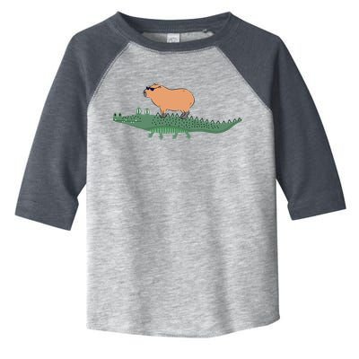 Funny Capybara Riding On A Crocodile Toddler Fine Jersey T-Shirt