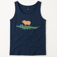 Funny Capybara Riding On A Crocodile Tank Top