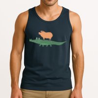 Funny Capybara Riding On A Crocodile Tank Top