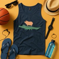 Funny Capybara Riding On A Crocodile Tank Top