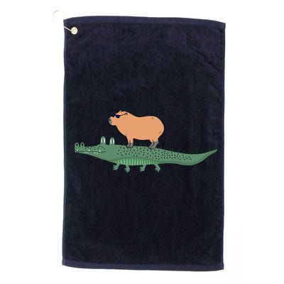 Funny Capybara Riding On A Crocodile Golf Towel