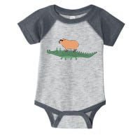 Funny Capybara Riding On A Crocodile Infant Baby Jersey Bodysuit