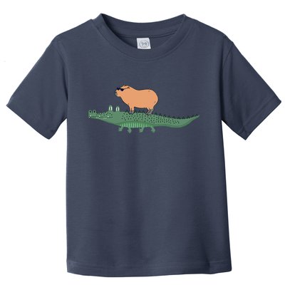 Funny Capybara Riding On A Crocodile Toddler T-Shirt
