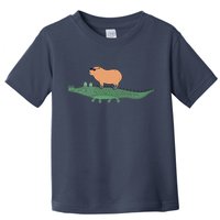 Funny Capybara Riding On A Crocodile Toddler T-Shirt