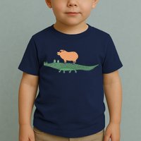 Funny Capybara Riding On A Crocodile Toddler T-Shirt