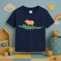 Funny Capybara Riding On A Crocodile Toddler T-Shirt