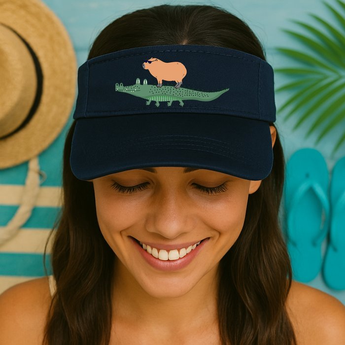 Funny Capybara Riding On A Crocodile Visor