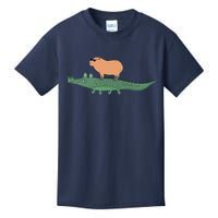 Funny Capybara Riding On A Crocodile Kids T-Shirt