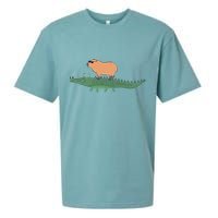 Funny Capybara Riding On A Crocodile Sueded Cloud Jersey T-Shirt