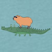 Funny Capybara Riding On A Crocodile Sueded Cloud Jersey T-Shirt