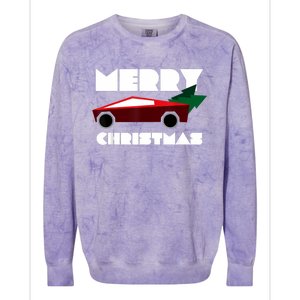 Futuristic Cyber Red Truck Pickup Christmas Tree Colorblast Crewneck Sweatshirt