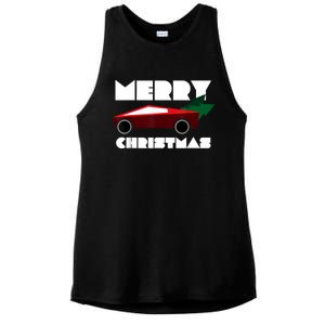 Futuristic Cyber Red Truck Pickup Christmas Tree Ladies PosiCharge Tri-Blend Wicking Tank