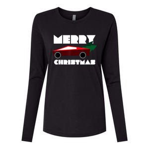 Futuristic Cyber Red Truck Pickup Christmas Tree Womens Cotton Relaxed Long Sleeve T-Shirt