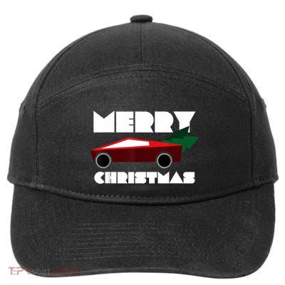 Futuristic Cyber Red Truck Pickup Christmas Tree 7-Panel Snapback Hat